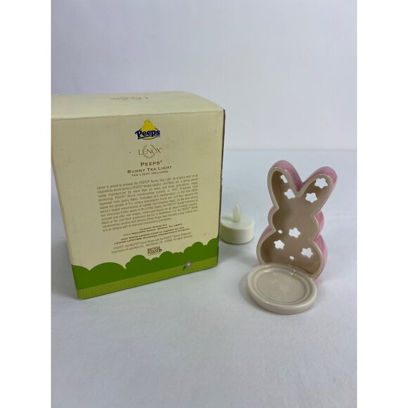 Lenox Pink Peeps Bunny Tea Light Holder With Box - Picture 3 of 5